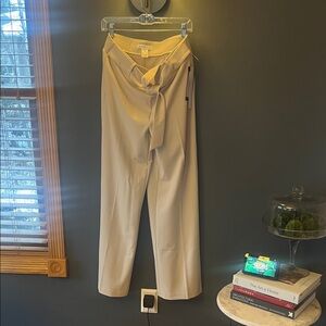 Elegant Women's Beige Tie-Waist Pants